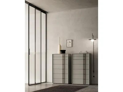 Santalucia Mobili QUADRO FILO Homy Comodino 3 cassetti in laccato | essenza  | concrete | Vieffetrade